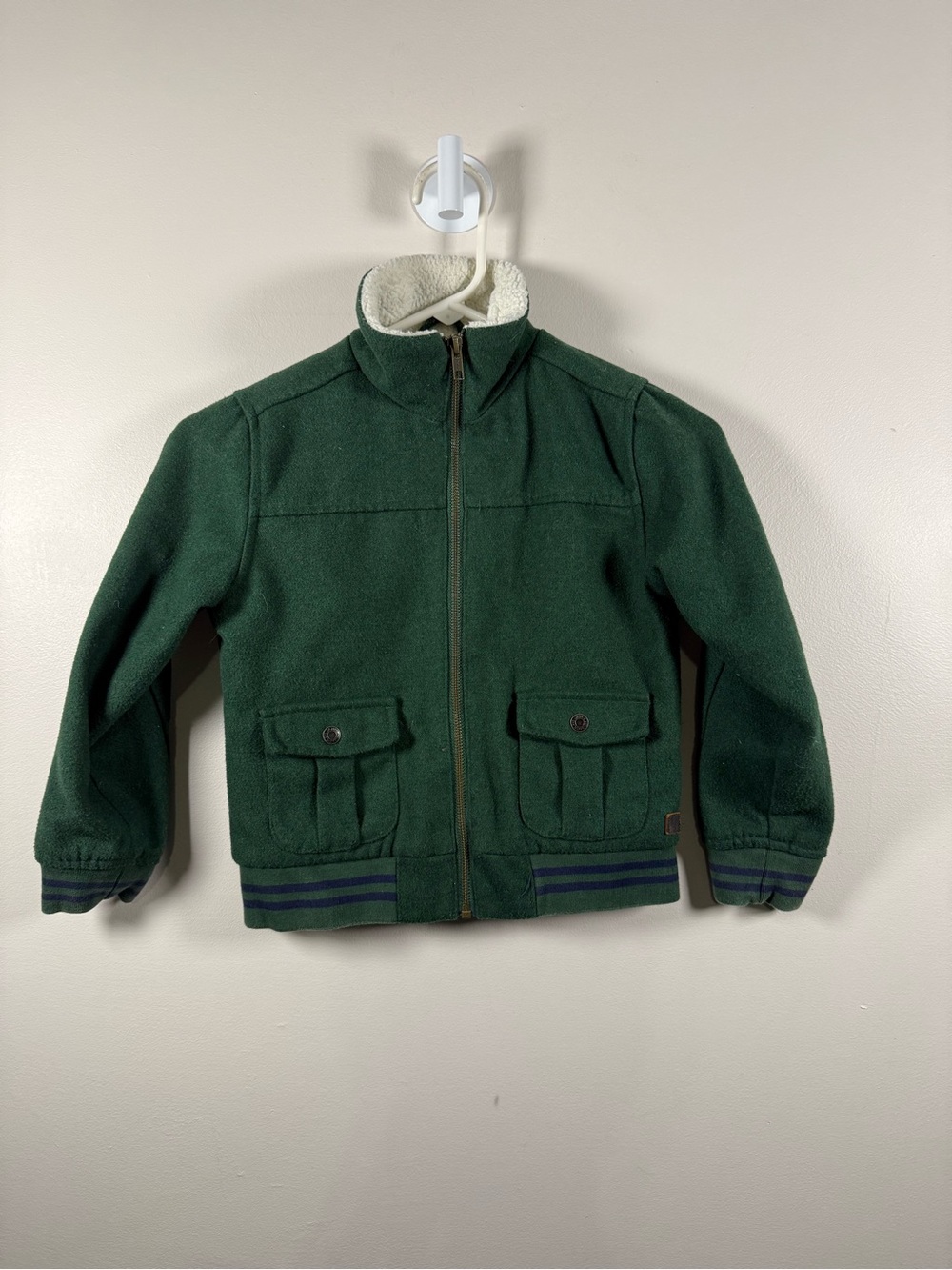 Janie and Jack Forest Green Sherpa Collar Zip Jacket